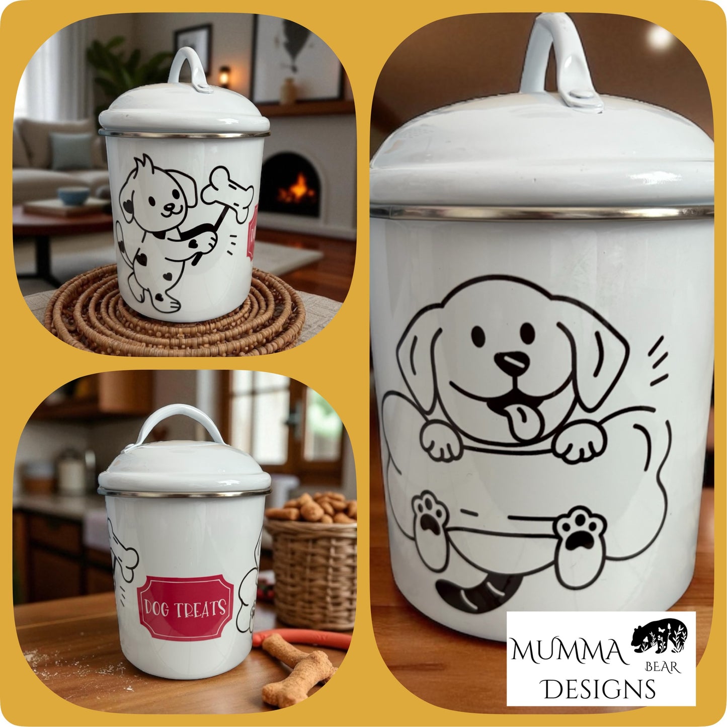 Small White Tin Canister with Lid (set of three)