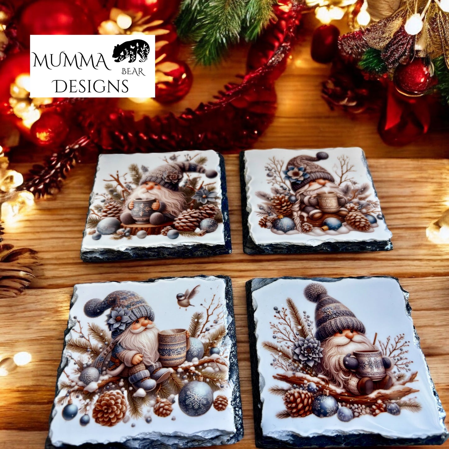 High-Gloss Slate Coasters – Approx. 10cm x 10cm (Set of 4)