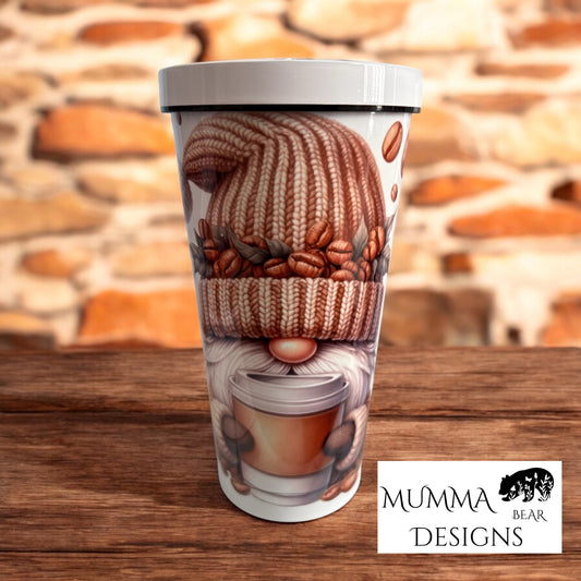 17oz Stainless Steel Latte Mug with Screw-On Lid & Straw