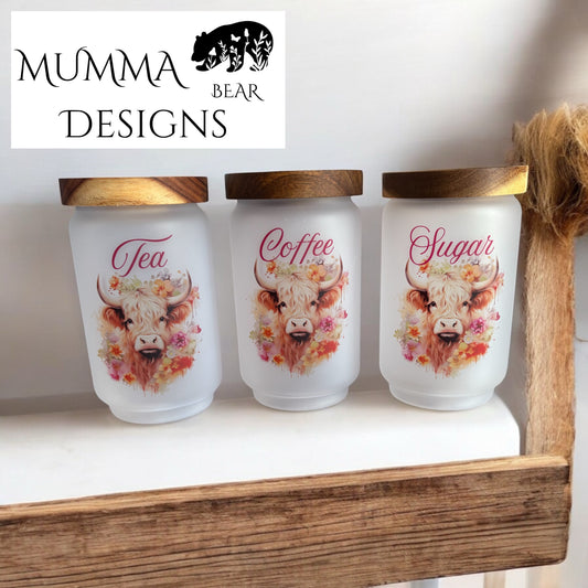 Sleek Frosted Glass Canisters (singular)