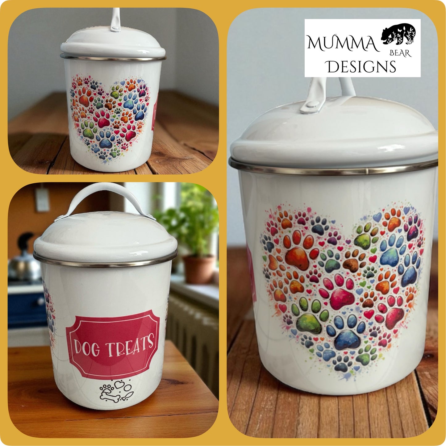 Large White Tin Canister with Lid (Singular)