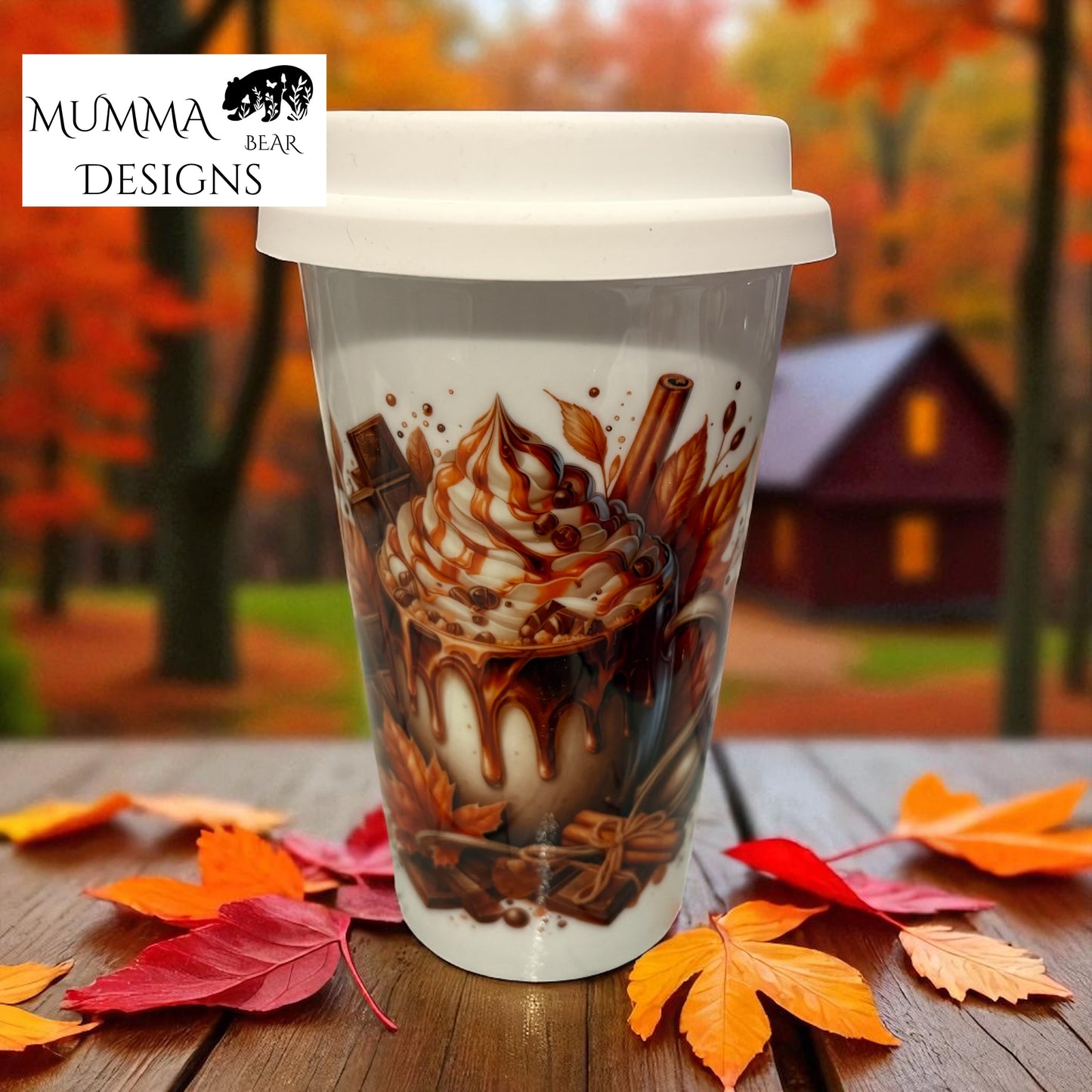 15oz White Latte Travel Mug with Rubber Lid