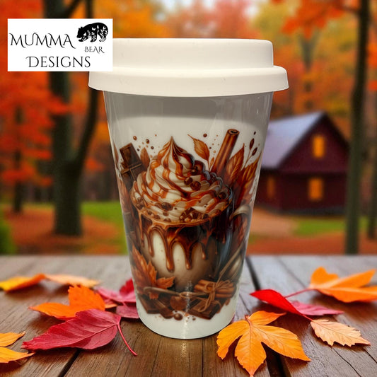 15oz White Latte Travel Mug with Rubber Lid