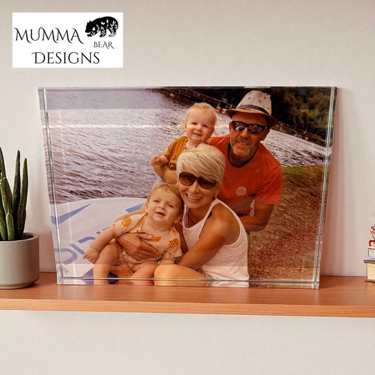 Crystal Glass Block Picture – Free-Standing, Approx. 18cm x 13cm