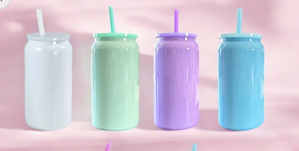 16oz Stainless Steel Can Tumbler with Matching Lid & Straw