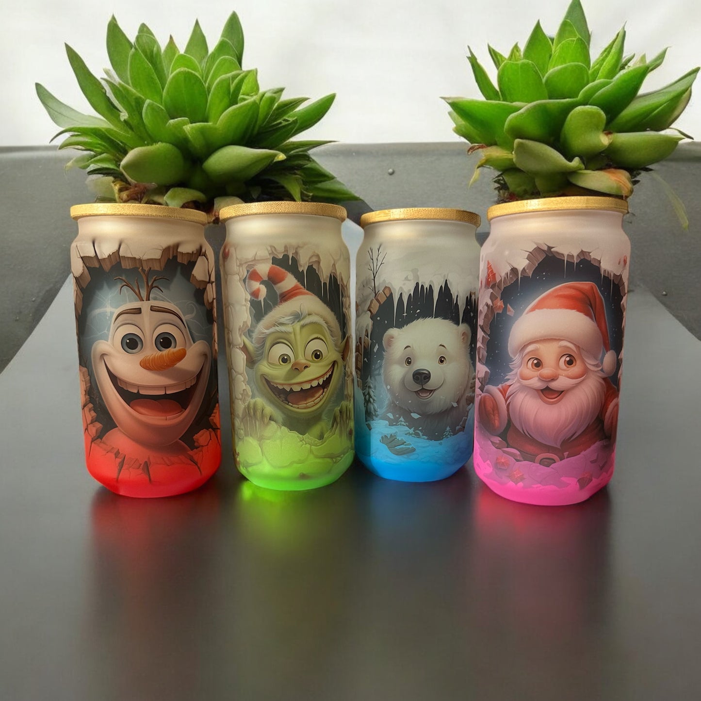 16oz Glass Libbey Can with Straw & Wooden Lid